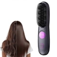 thumbnail image 1 of Cepillo alisador de pelo inalámbrico con pantalla LED, recargable por USB, calentamiento rápido, ideal para viajes (negro)., 1 of 5