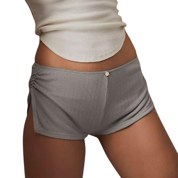 Landzoo Women'S Shorts Solid Color Elastic Waist Summer Quick Dry Women Shorts Size M Grey