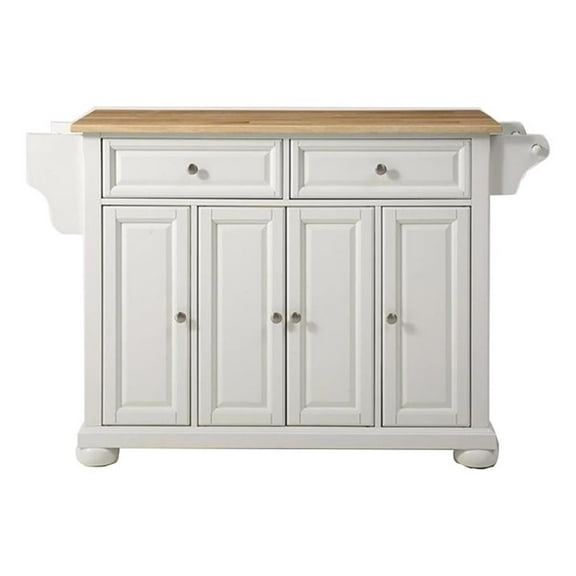 Pemberly Row Traditional Wood Kitchen Island in White/Natural