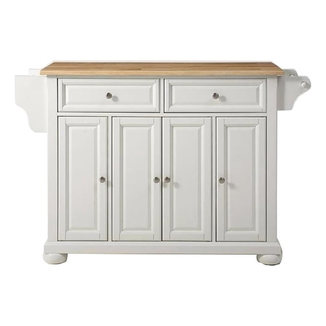 Pemberly Row Traditional Wood Kitchen Island in White/Natural