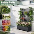 thumbnail image 4 of 73"x 47"x 16"Metal Planter Box with Trellis Privacy Screen, Raised Garden Bed with Dots Trellis & Wheels, Privacy Planters for Patio, Planter Box for Climbing Plants,Black, 4 of 7