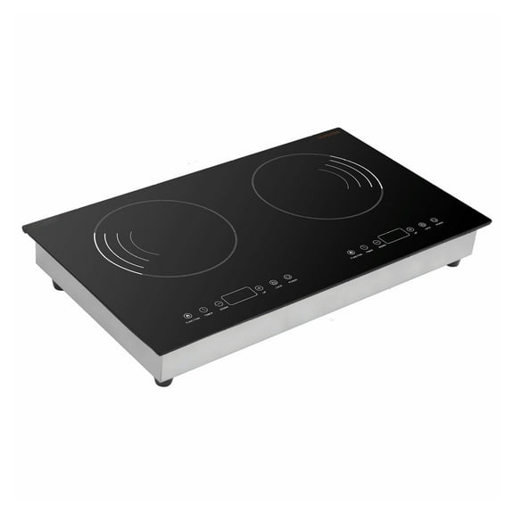 1800W 2 Burner Induction Cooktop Electric Countertop, Touch Control Panel, Built-in or Portable, Timer , Child Lock, Stainless Steel