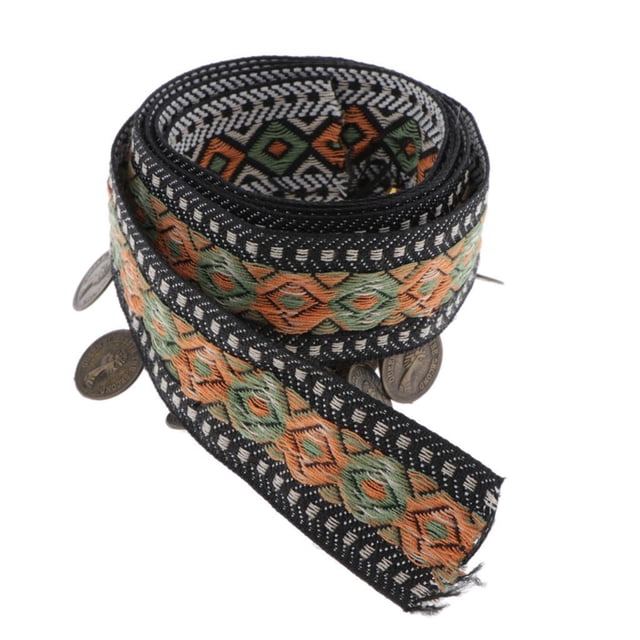 1 Yarda Cinta de Jacquard do Colgante de Monedas Estilo Tribal Suministro Zulema Ribete de cinta jacquard
