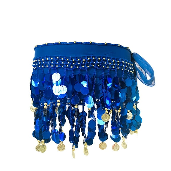 EnJoCho Women's Carnival Sequin Tassel Waist Chain Scarf Performance Belt Waist Cover Belly Dance Hip Scarf Sequin Tassel Skirt Wrap Sparkly Bling Sequins Coins Rave Costume for Women