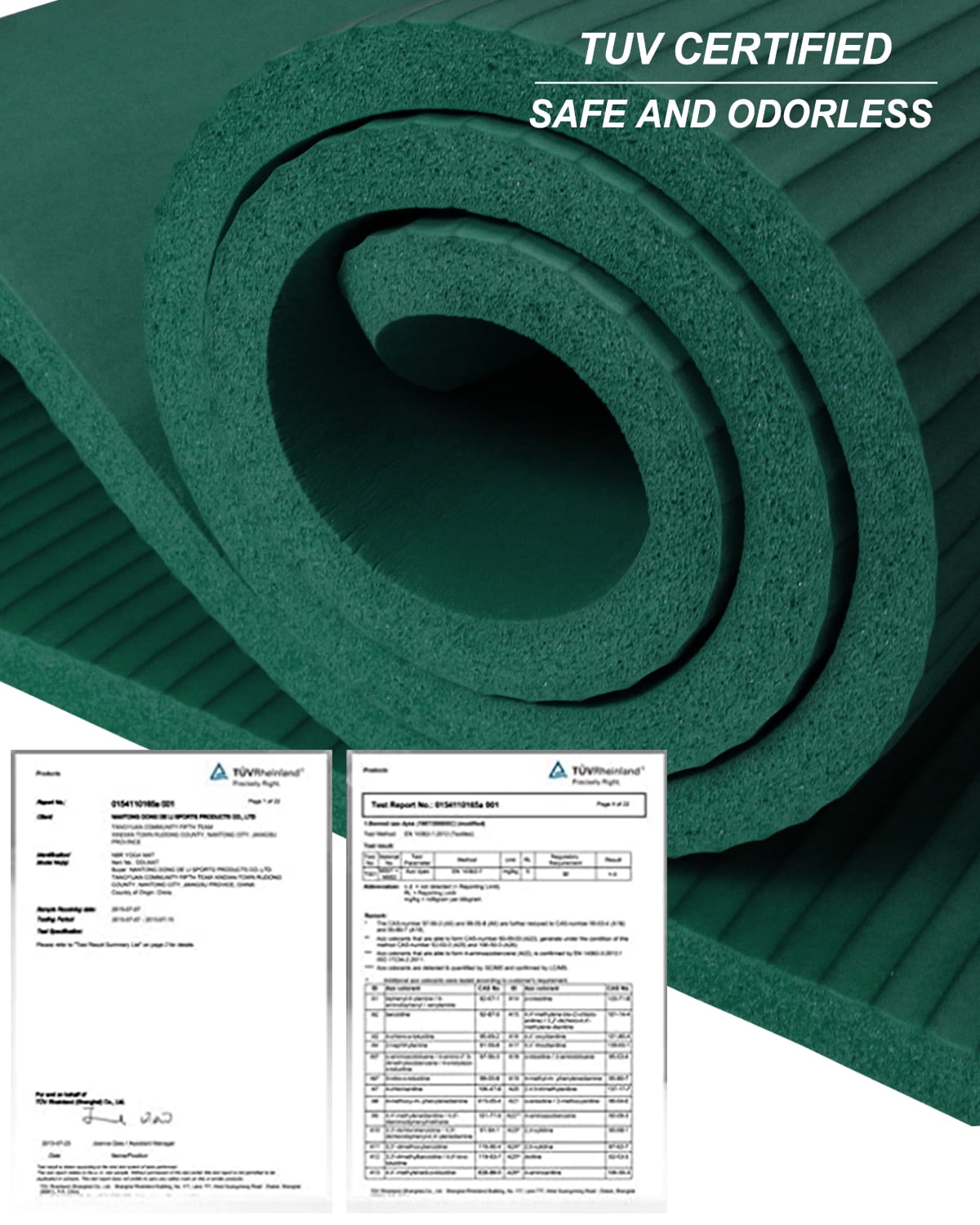 YR Thick Yoga Mat 15mm NBR 78"x35" Wide Exercise Workout Mats for Home Gym Floor Fitness Pad, Green