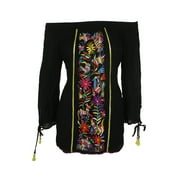 Nanette Lepore Black Embroidered Isla Marietas Off-The-Shoulder Cover Up S