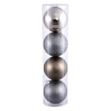 Vickerman 4.75" Pewter 4-Finish Ball Ornament Assortment, Set of 4