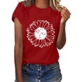 thumbnail image 1 of EQWLJWE Hauts pour Femmes, Chemises Mignonnes Grande Taille Col Rond Imprimé Manches Courtes T-Shirt Décontracté Blouse Ample Rabais, 1 of 8