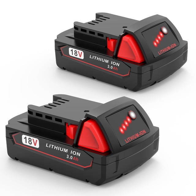 Batería Rebicacate de iones de litio para Milwaukee, paquete de 2 unidades, 18 V, 3000 mAh
