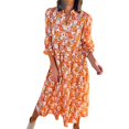 thumbnail image 1 of Vestido Informal de Verano Bohemio Con Cuello En V y Estampado Floral Para Mujer, Corte A, Midi, Para Playa y Uso Diario., 1 of 3