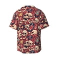 thumbnail image 4 of Balery Skull record Guitar music Men's Casual Button Down Shirt Short Sleeve Textured Summer Cuban Beach Shirts-Small, 4 of 7
