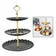 thumbnail image 2 of Soporte para pasteles de 3 niveles, elegante bandeja para servir postres, cupcakes y pasteles, ideal para fiestas de té, bodas y cumpleaños. Negro, 2 of 6