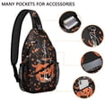 thumbnail image 2 of Sling Backpack,Witch Pumpkin Halloween Pattern Sling Bag with Water Bottle Holder,Waterproof Sling Bag for Men/Women with Headphone Jack for Hiking,Travel, 2 of 6