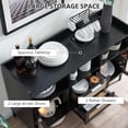 thumbnail image 3 of Sweiko Storage Cabinet Home Bar furniture with RGB LED Light,Modern buffets & sideboard for Dining Room, Kitchen, Hallway, Living Room, Wine Cabinet with Rattan Drawers, 46.69" W TV Stand Cheap Black, 3 of 7