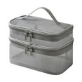 thumbnail image 2 of Bolsa de aseo de doble capa, bolsas pequeñas portátiles, organizador de cosméticos para baño, bolsa de maquillaje para mujer, artículos de tocador, Gris, 2 of 8