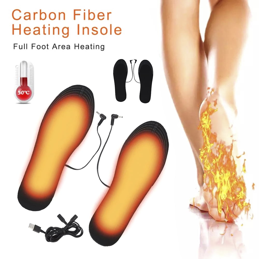 Rechargeable Heated Insoles Foot Warmer Heater USB Charging Heat Boots Shoes Pad 