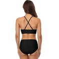 thumbnail image 4 of Anferry Women's Bikini Set Solid Criss-Cross Ruffle Swimsuit, 4 of 5