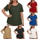 thumbnail image 1 of Conjuntos de trabajo para mujer,Blusa de talla grande, manga corta, cuello redondo, camisa informal de poliéster, ajuste cómodo para mujer, sopatenor, 1 of 8
