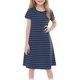 thumbnail image 3 of Girls Summer Sundress Casual Striped A-Line Dress Short Sleeve Summer Dresses Comfortable Ages 4-12 Pink and White ,Sie:100, 3 of 7