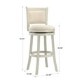 thumbnail image 4 of Weston Home Shapel Upholstered Back Swivel Stool, 29" Bar Height, Antique White Finish, Beige Linen, 4 of 7