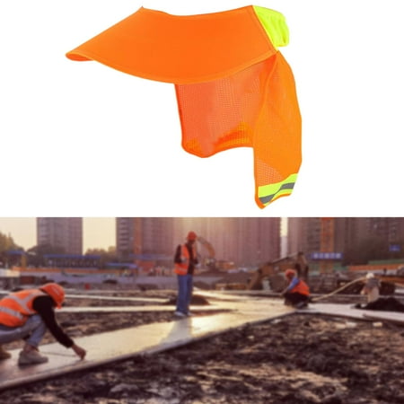 

koolsoo Hard Hat Shade Wide Brim Lightweight Comfortable with Reflective Strip Neck Cover for Outside Safe Helmet Summer Orange