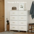 thumbnail image 4 of YILQQPER Dresser for Bedroom with 8 Drawer, Wood White Dressers & Chests of Drawers for Living Room, Storage Organizer Unit with Fabric, Sturdy Metal Frame, Wood Tabletop, 4 of 13