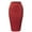 SSK003_WINE, variant on SSOULM Women's Stretchy Fitted Midi Pencil Skirt with Back Slit and Plus Size