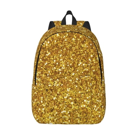 Kuqiui Gold Glitter Print Canvas Travel Laptop Backpack for Men Women Business Work Rucksack College School Computer Bag Fits 15.6 Inch Notebook