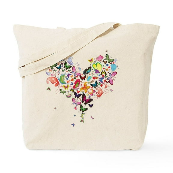 CafePress - Heart Of Butterflies Tote Bag - Unisex Canvas Tote Bag, Beige, 1-Piece