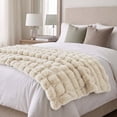thumbnail image 2 of CHHYVKUIN  Faux Fur Bubble Throws 50" x 60" , Luxury Plush Faux Rabbit Fur Throw Blanket for Couch, Sofa, Chair & Home Décor, Cream White, 2 of 8