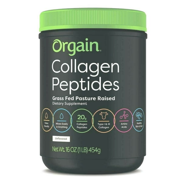 Orgain COLLAGEN PEPTIDES Type 1 & 3, Paleo Grass Fed, Unflavored 1 lb