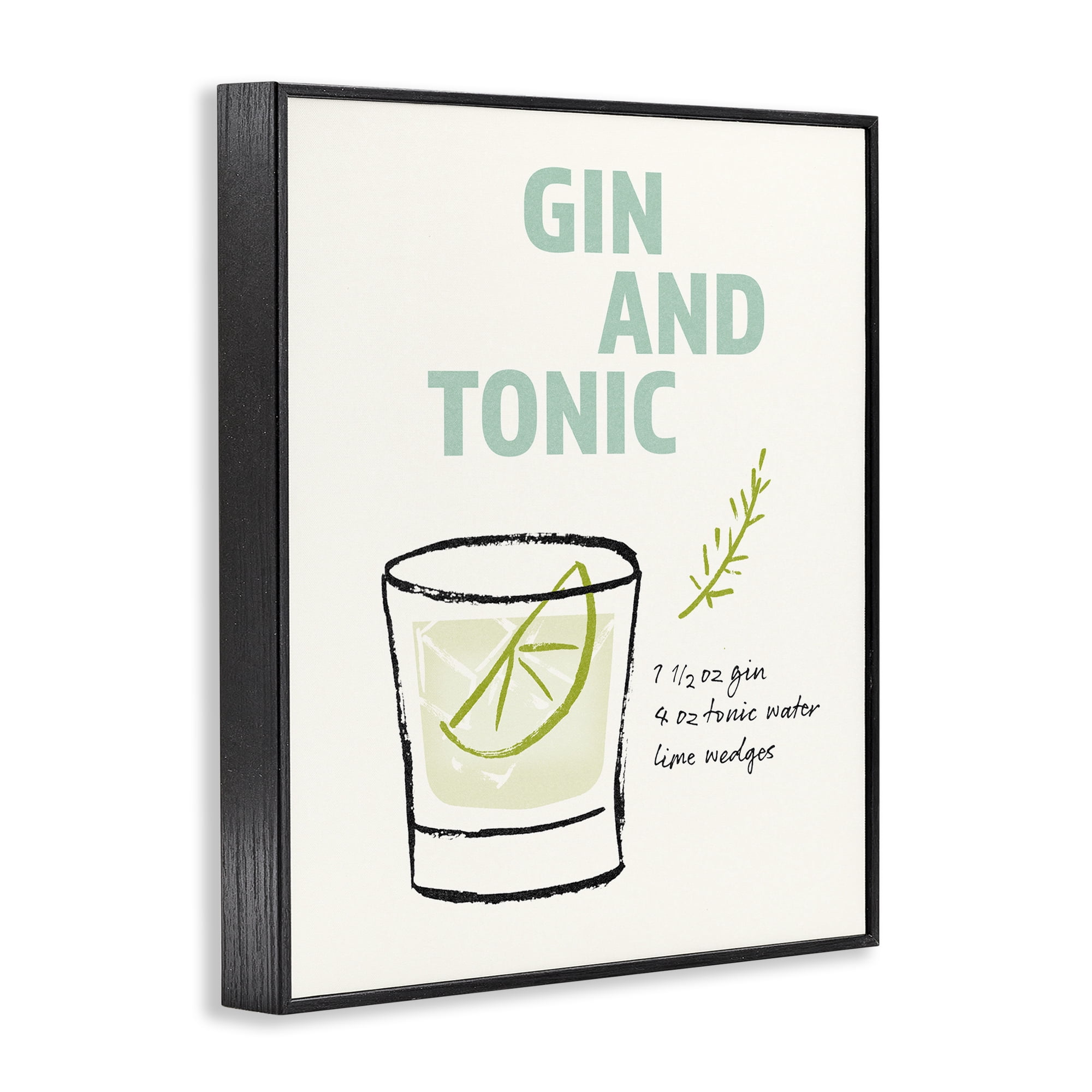 Stupell Industries Gin & Tonic Recipe Food & Beverage Painting Black Framed Art Print Wall Art, 16 x 20