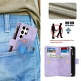 thumbnail image 4 of Dteck Zipper Wallet Crossbody Bag Case for Samsung Galaxy S22 Ultra,Luxuy Leather RFID Blocking Case Large Wallet Capacity Card Slots Cash Pocket Flip Kickstand Cover with Wrist/Shoulder Strap,Purple, 4 of 9