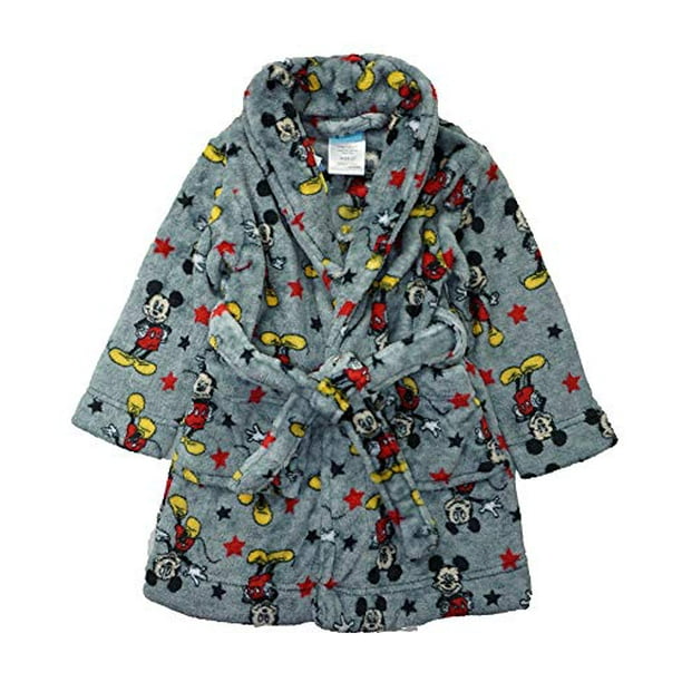 Disney Disney Little Boys' Toddler Mickey Mouse Plush Robe, Gray, 2T