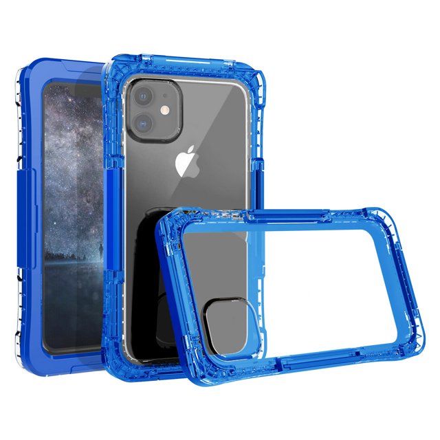Mignova For iPhone 11 Waterproof Clear Case,Rugged Bumper Full-Body Heavy Duty Protection Phone Case Clear Cover for Apple iPhone 11 6.1" inches 2019(Blue)