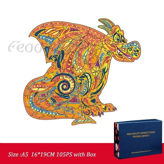 Captivating Golden Cartoon Dragon Puzzle Set - Preserve Memories with this Crafty Gift YSH
