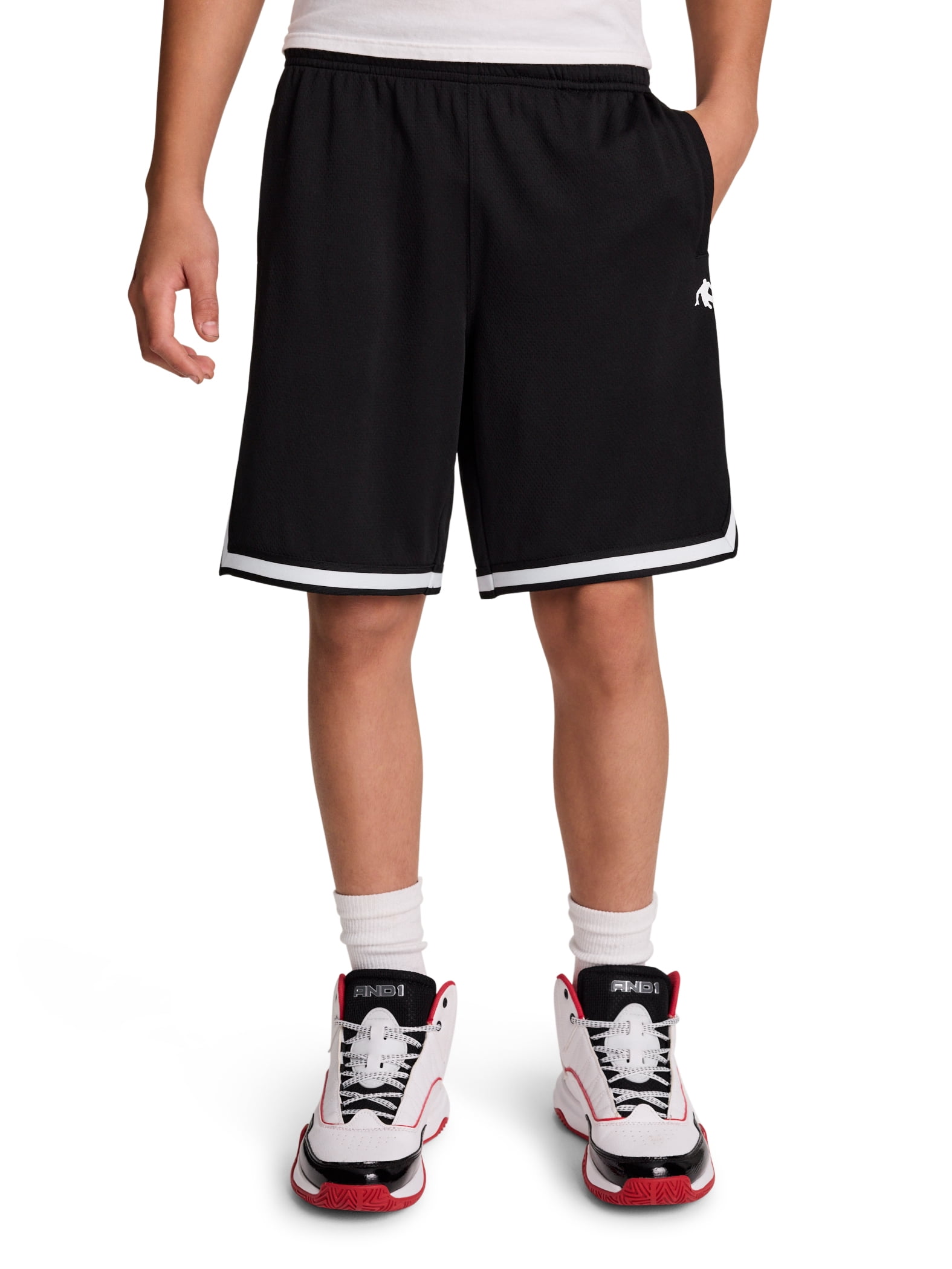 AND1 Boy's Athletic Platinum Short, 8" Inseam, Sizes 4-18