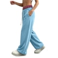 thumbnail image 6 of Hvogkswy Wide Leg Sweatpants Women Elastic Drawstring High Waisted Pants Plaid Lining Casual Workout Jogging Pants with Pockets, 6 of 8