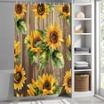 thumbnail image 3 of Sunflower Leaves Fabric Shower Curtain Floral Plant Wood Grain Washable Shower Curtains for Bathroom, Waterproof Bath Curtain with Hooks Home Decor 72x72in, 3 of 8