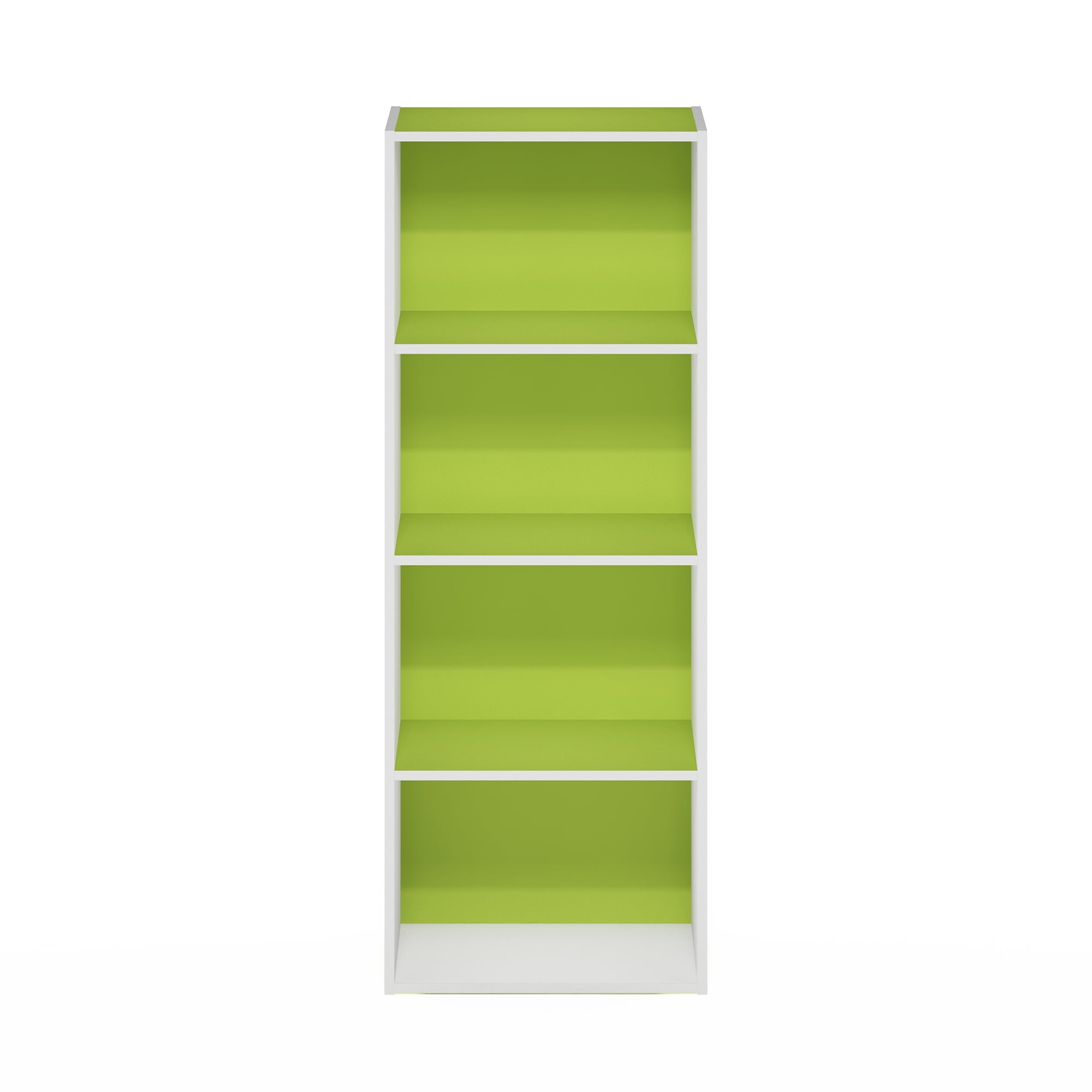 Furinno Luder 4-Tier Open Shelf Bookcase, Green/White