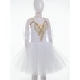 thumbnail image 5 of iiniim Kids Girls Lace Rhinestone Camisole Skirted Leotards Swan Dance Ballet Tutu Dress Performance Costumes, 5 of 7