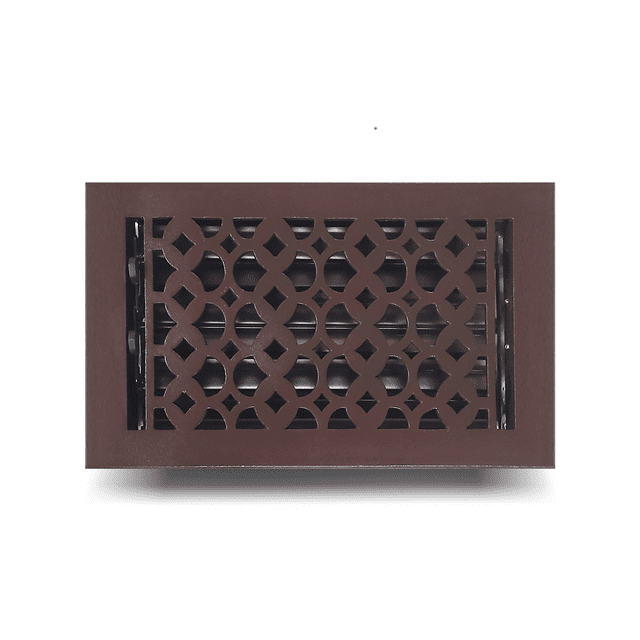 Floor Vent Cover / Register 6” x 10” with Damper – Prima Decorative Cast Aluminum, Powder Coated, Repaintable Tudor Mushroom Design – For Floors, Walls & Ceilings – VR 100