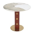 thumbnail image 4 of 33.5" Round Sintered Stone Dining Table with Wooden Leg and Gold Base | Durable, space-saving table for kitchens or dining nooks, seats 2, stain and scratch resistant, modern design, 4 of 14