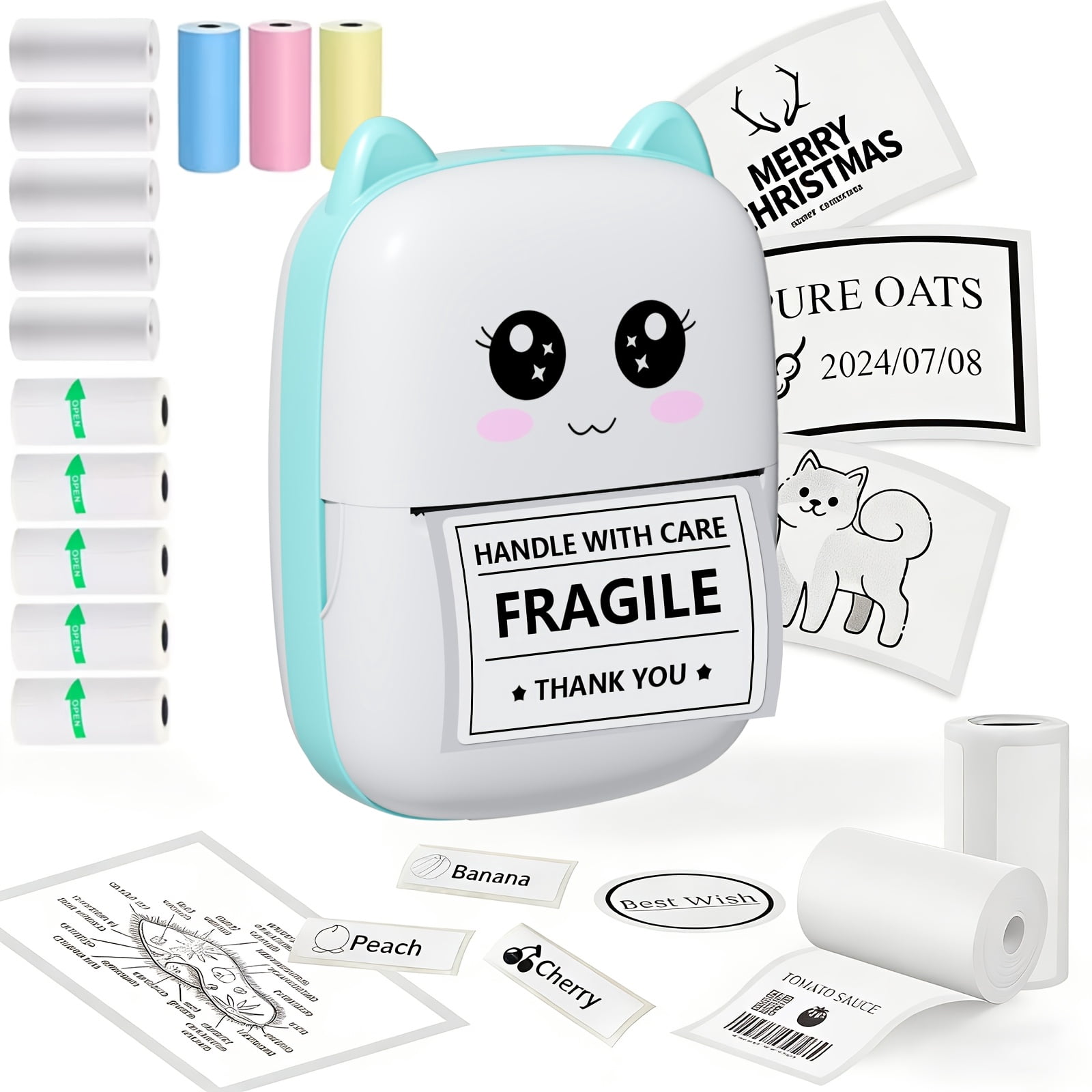 Label Maker/ Thermal Label Printer (Tape Included): A Mini Handheld Sticker Maker Featuring A Variety of Built-In Templates Perfect for Both Office And Home Use