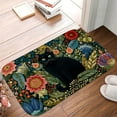 thumbnail image 5 of 1pc Black Cat Among Flowers Absorbent Non-Slip Bathroom Thickened Flannel Rug Decor,Soft,Quick Drying,Suitable For Indoor/outdoor Use,Bathrooms,Bedrooms,Kitchens,Terrace,Laundry Rooms,16"x24", 5 of 9