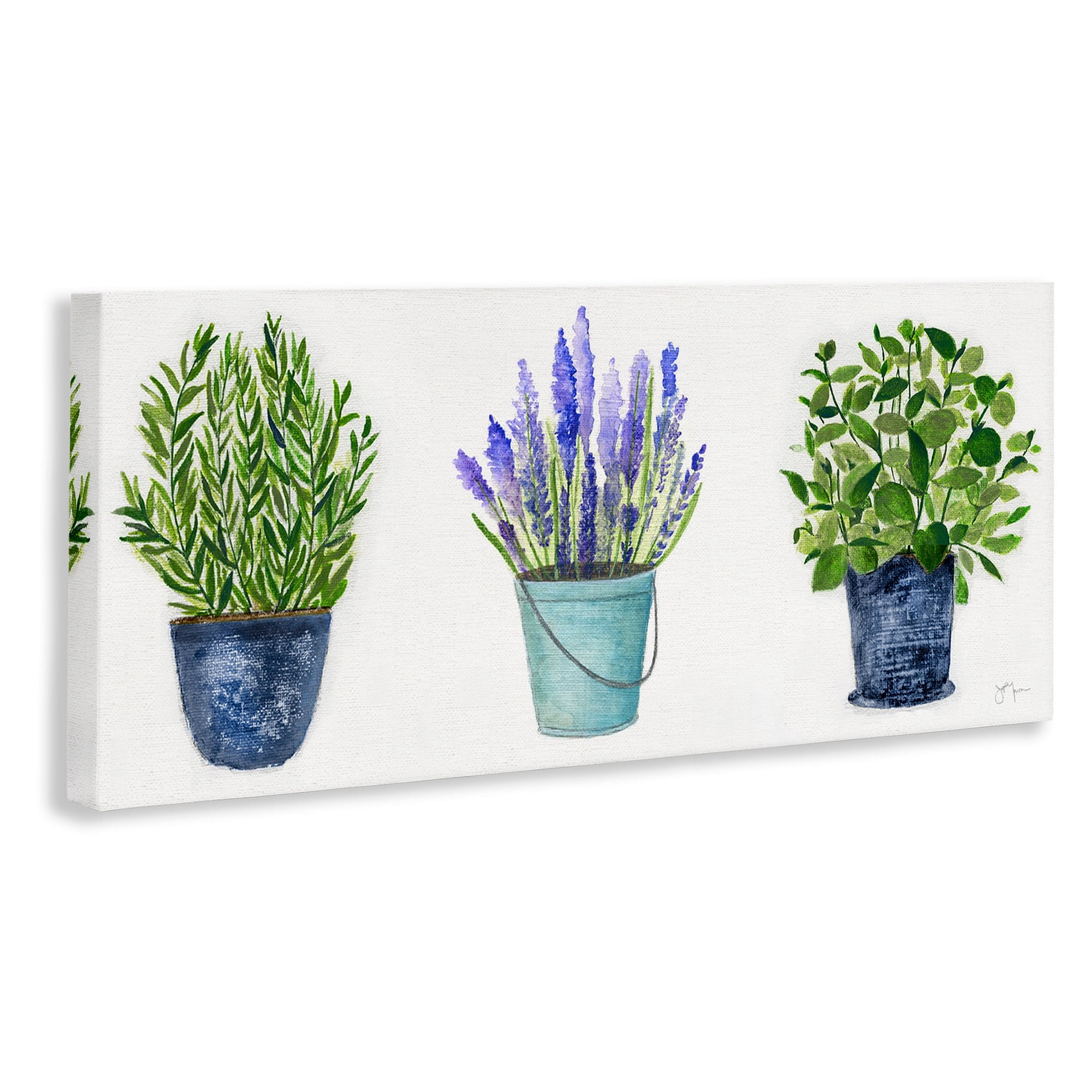 Stupell Industries Varied Potted Plants Herbs Country Botanical Farmhouse Painting Gallery Wrapped Canvas Print Wall Art, Design by Janet Tava