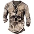 thumbnail image 1 of ORUYROP T-Shirt Rétro Cool à Motif Crâne pour Hommes, Manches Longues, Mode (B,TG), 1 of 5