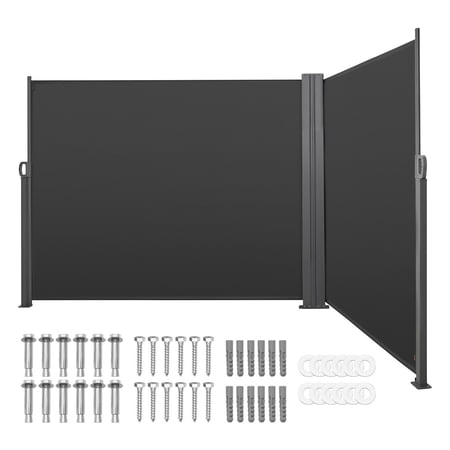 Retractable Side Awning 71 x 236 Inches Patio Outdoor Privacy Screen with Waterproof 180 g/m&sup2; PU-Coated Polyester Fabric Sunshade Divider for Garden Balcony Deck Pool Outdoor Living Spaces