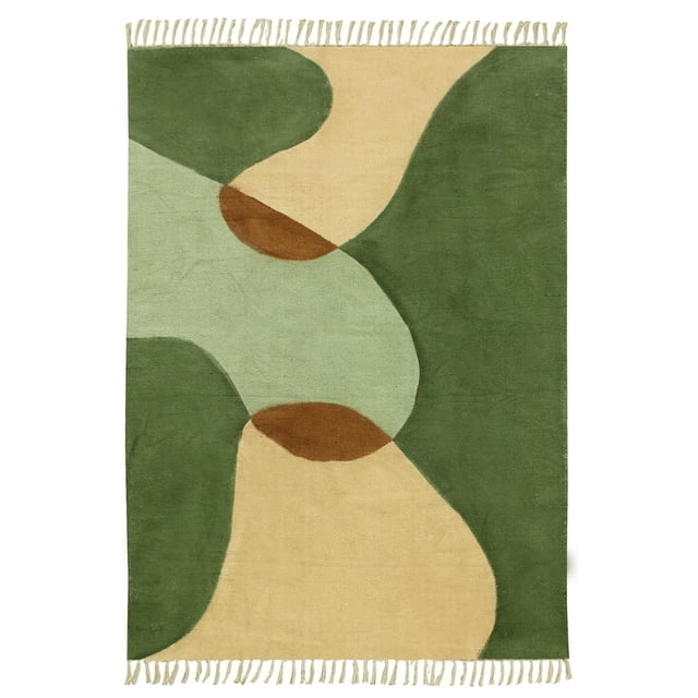 Casavani Green Area Rug Indian Handmade Bedroom Area Carpets Yoga Mat 5x5 feet