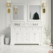 Sydney 60" Double Bathroom Vanity with White Cabinet & Carrara Marble Top